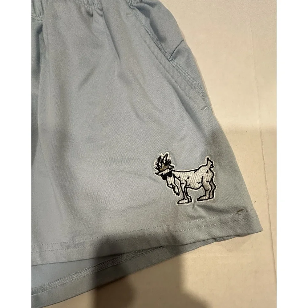 GOAT USA Shorts Embroidered Leg Light Blue Drawstring Elastic 22 In. Waist Boys